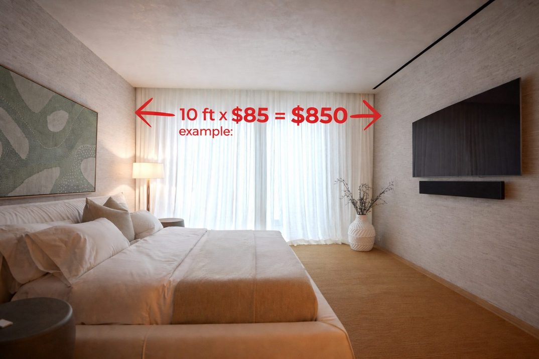 How to measure: width to cover multiplied by price per foot