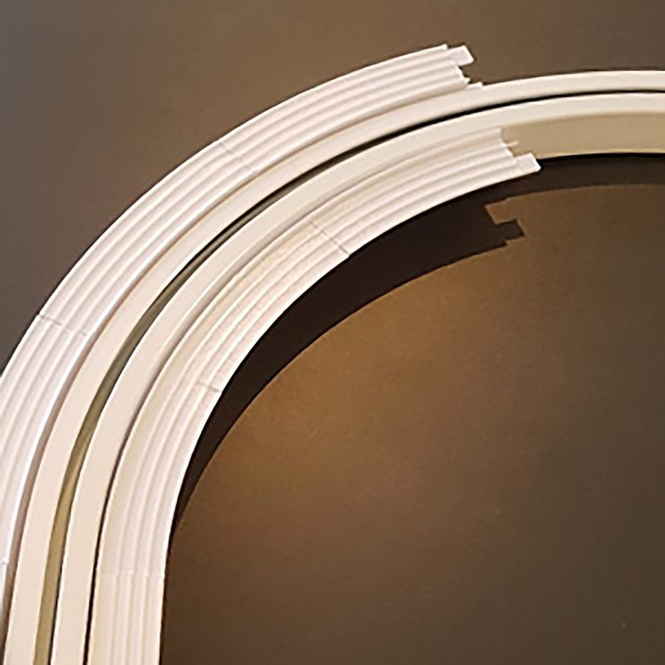 TrackTrim curved sections in several radii for recessed curved curtain tracks