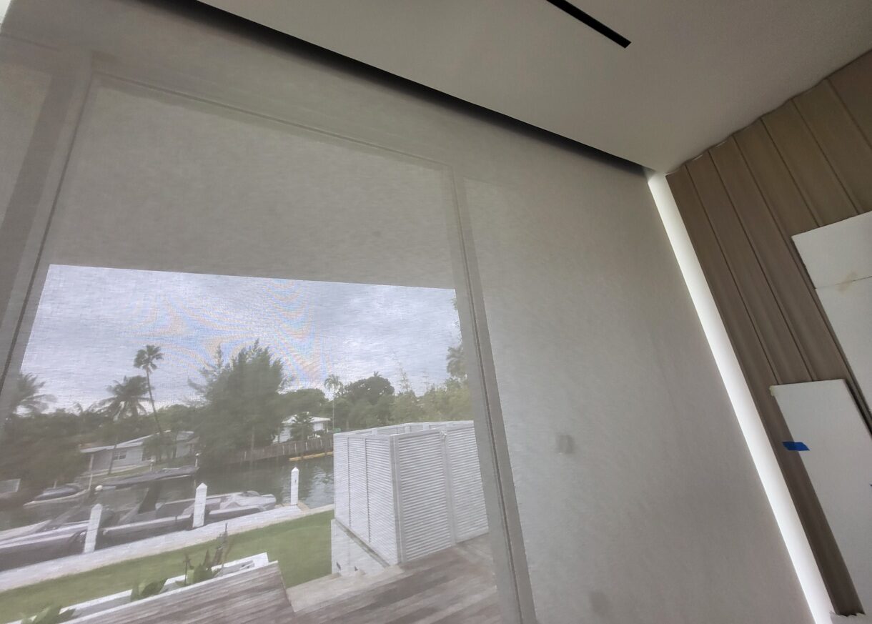 Solar screen shading with a canal view