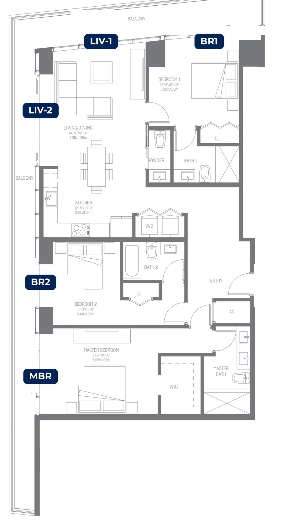 Shade plan for Oasis Hallandale Residence C2, 5 tagged glazed openings