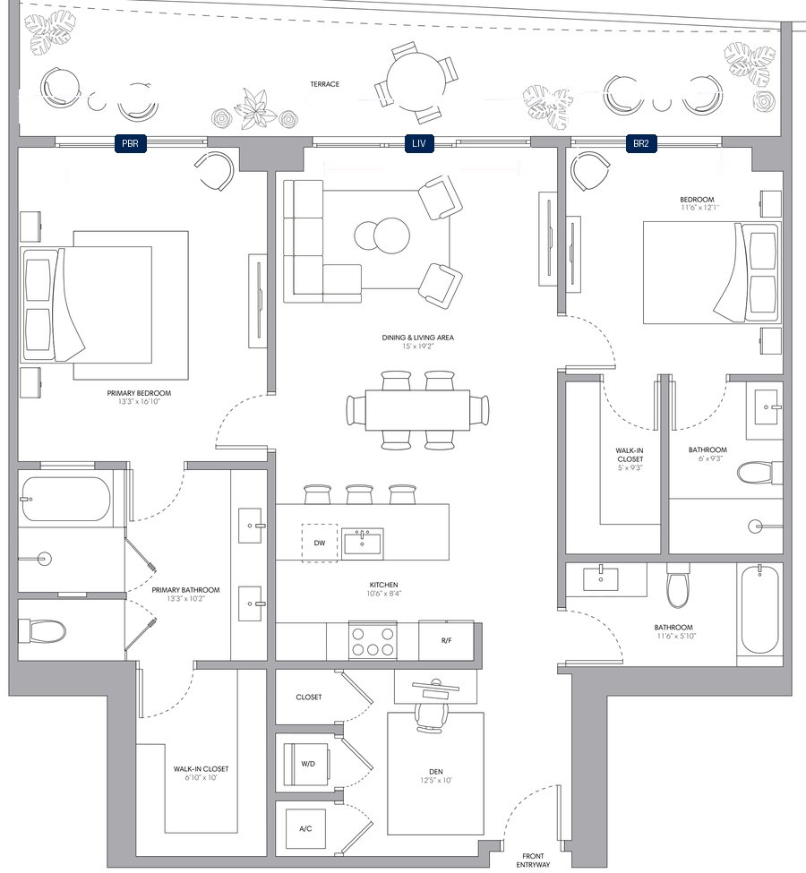 Shade plan for ONE Park Tower Penthouse 08, 3 tagged glazed openings