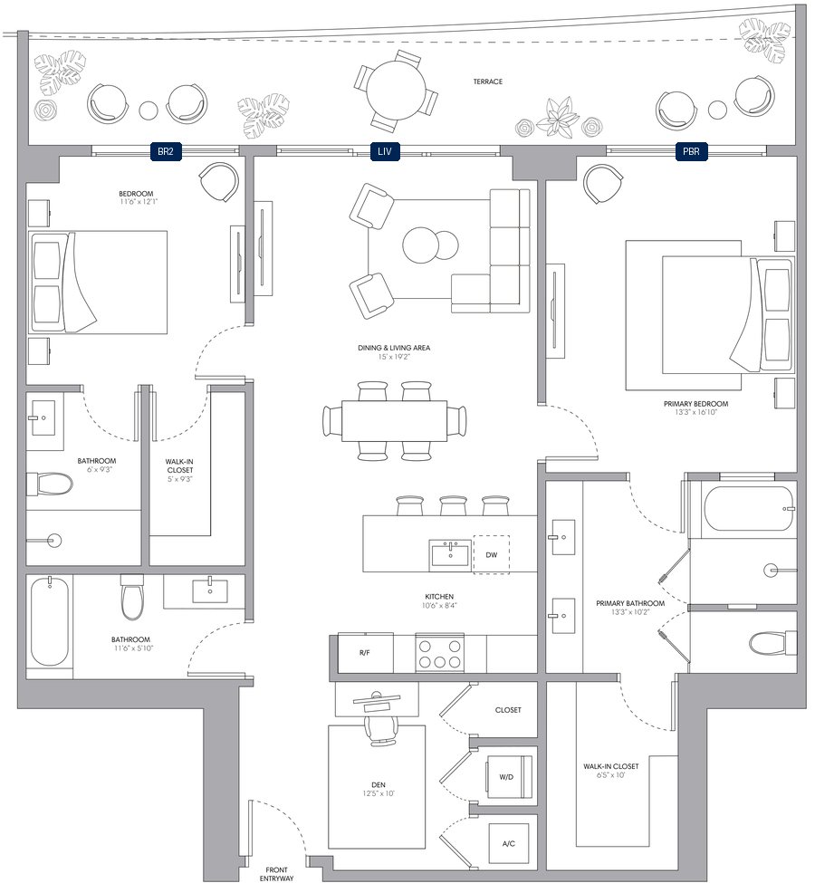Shade plan for ONE Park Tower Penthouse 09, 3 tagged glazed openings