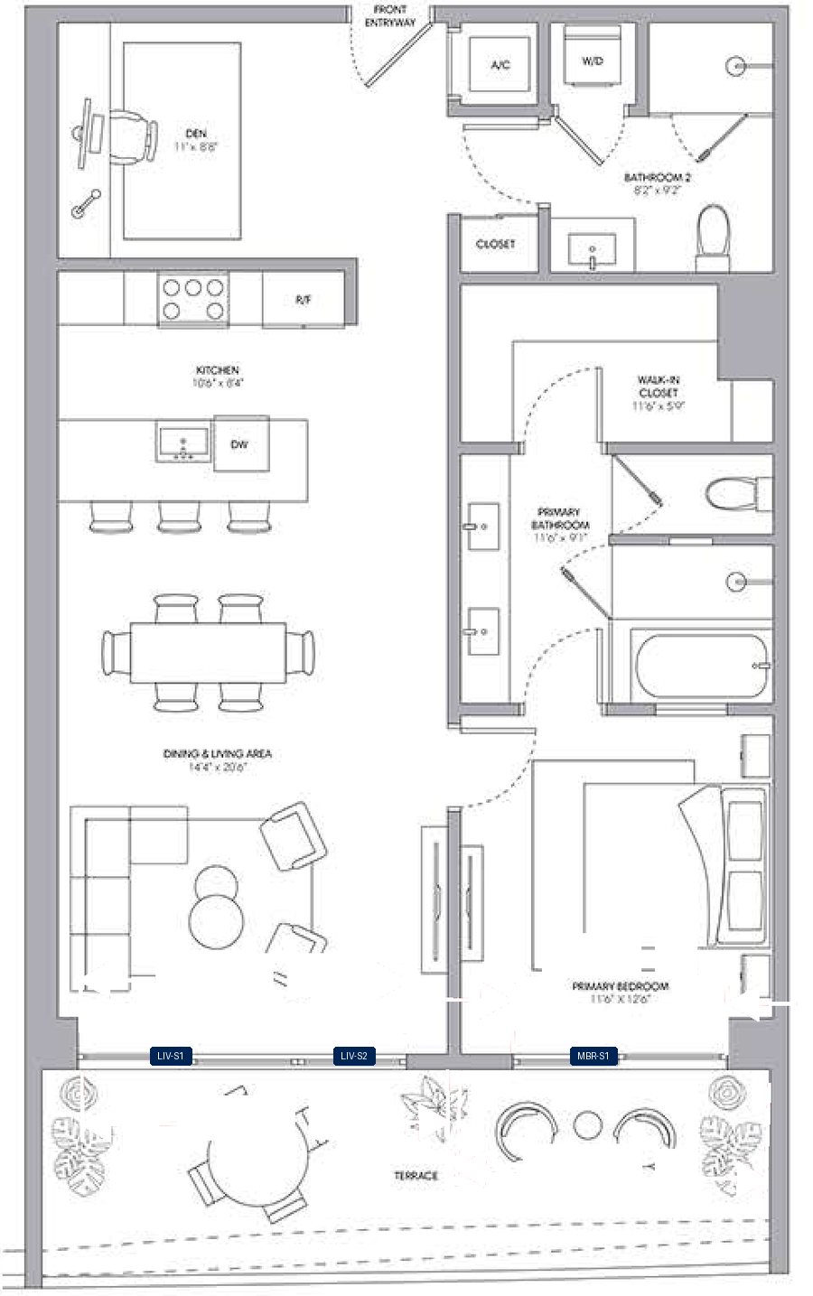 Shade plan for ONE Park Tower Residence 04, 3 tagged glazed openings