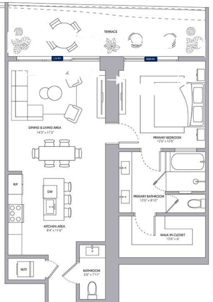 Shade plan for ONE Park Tower Residence 07, 2 tagged glazed openings