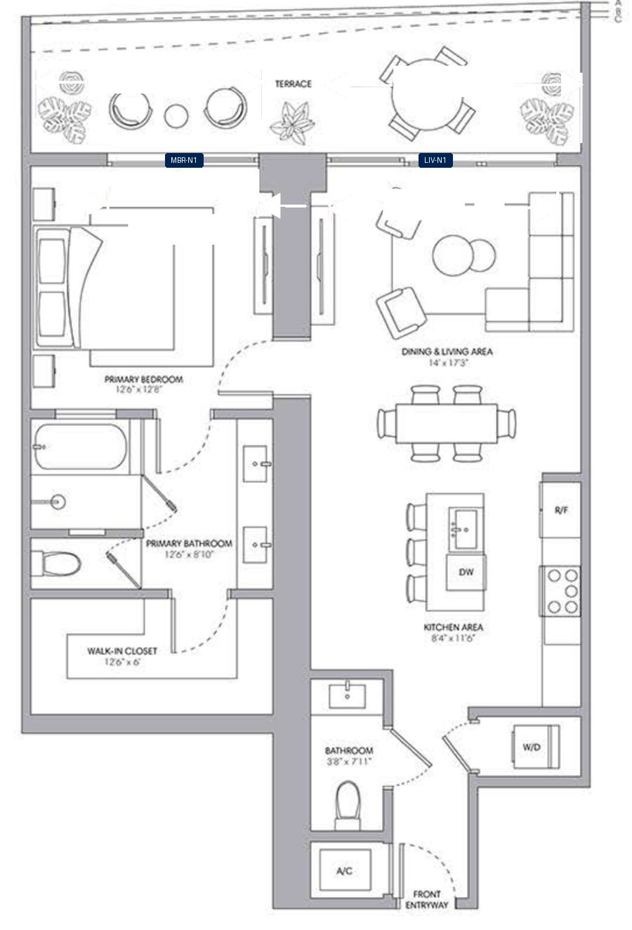 Shade plan for ONE Park Tower Residence 10, 2 tagged glazed openings