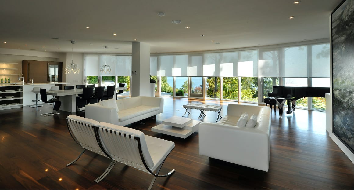 Smart shades living room