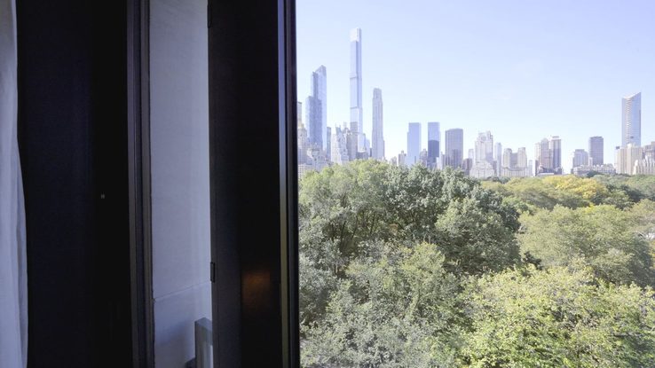 Central Park and the Billionaires Row skyline through the residence's French door